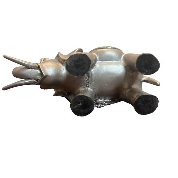 Small Elgin Solid Metal Pewter Finish Desk Clock Elephant with Gems Eyes Trunk - Picture 8 of 8